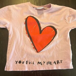 Zara Pink and Red Heart Tee